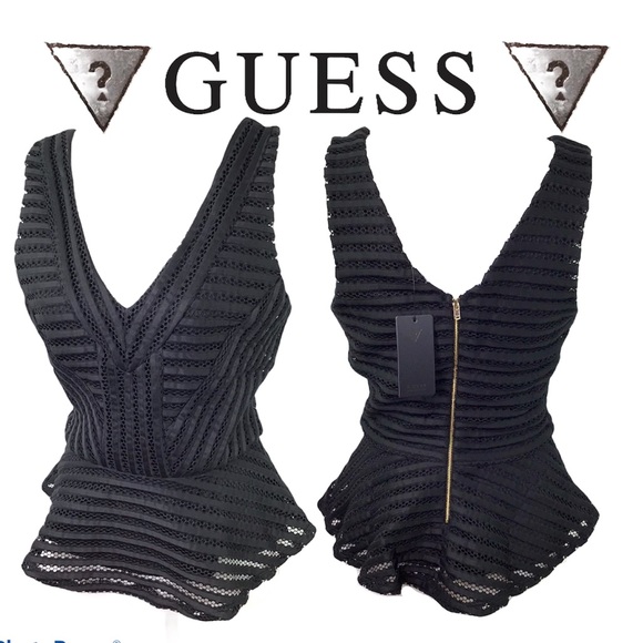 Guess Matilda Sleeveless Show Mesh Peplum Top - Picture 2 of 15